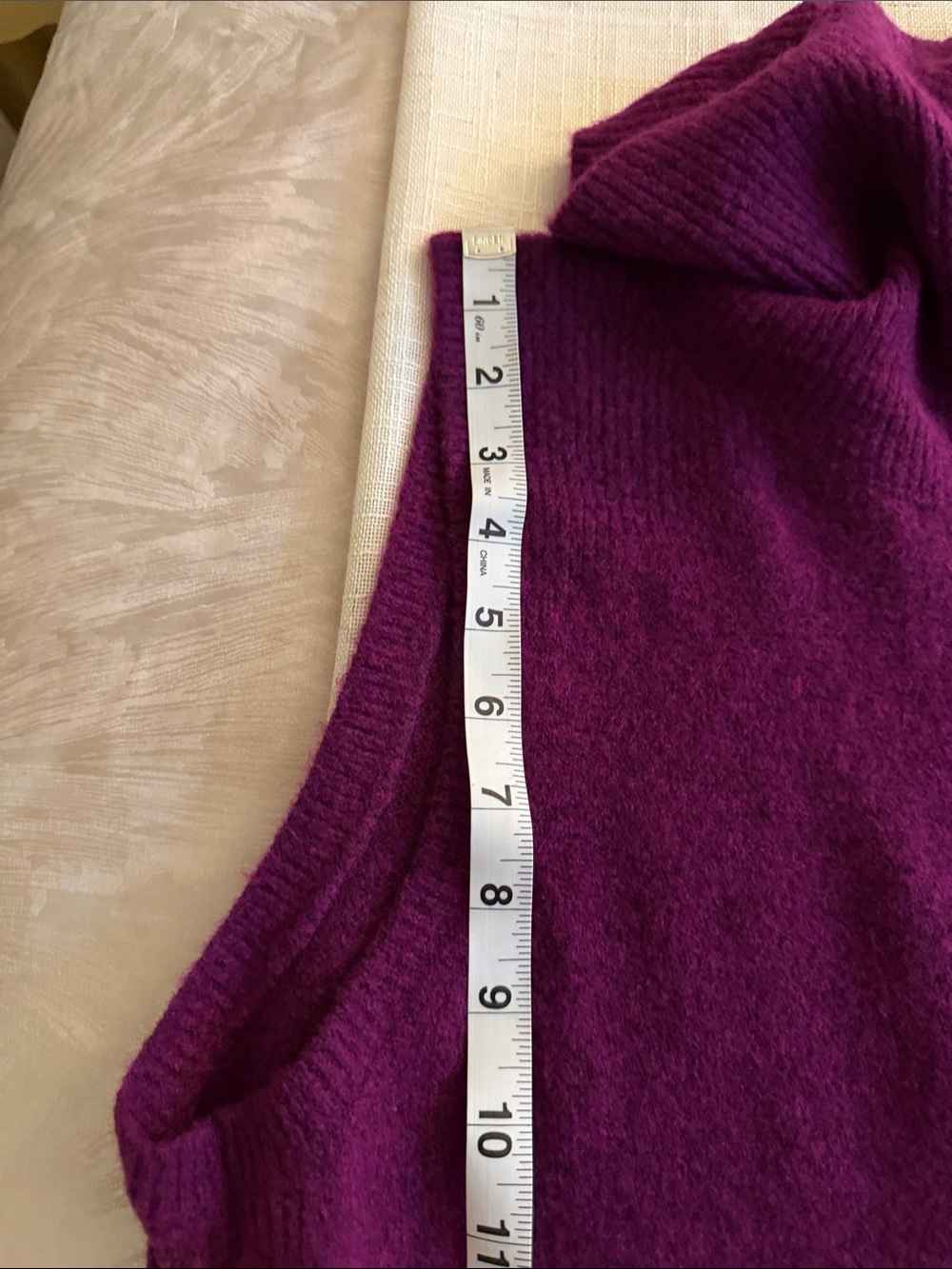 White House Black Market Sleeveless Cowl Neck Peplum Sweater - Plum - Large - Picture 7 of 9